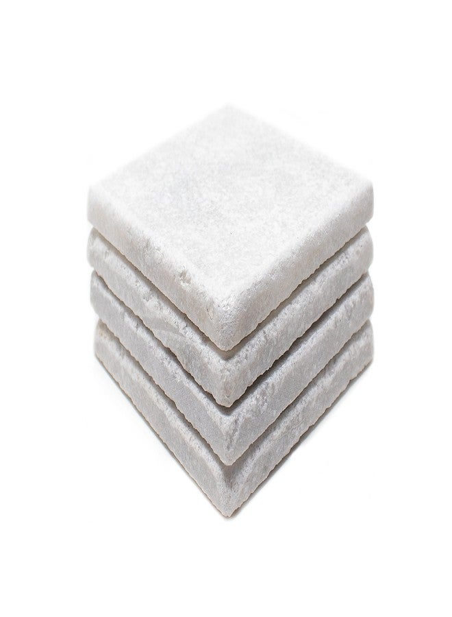 Marble Object 4-Pieces Natural Stone Marble Coaster Set/Home Decor/Wedding Gift (White) - Image 1